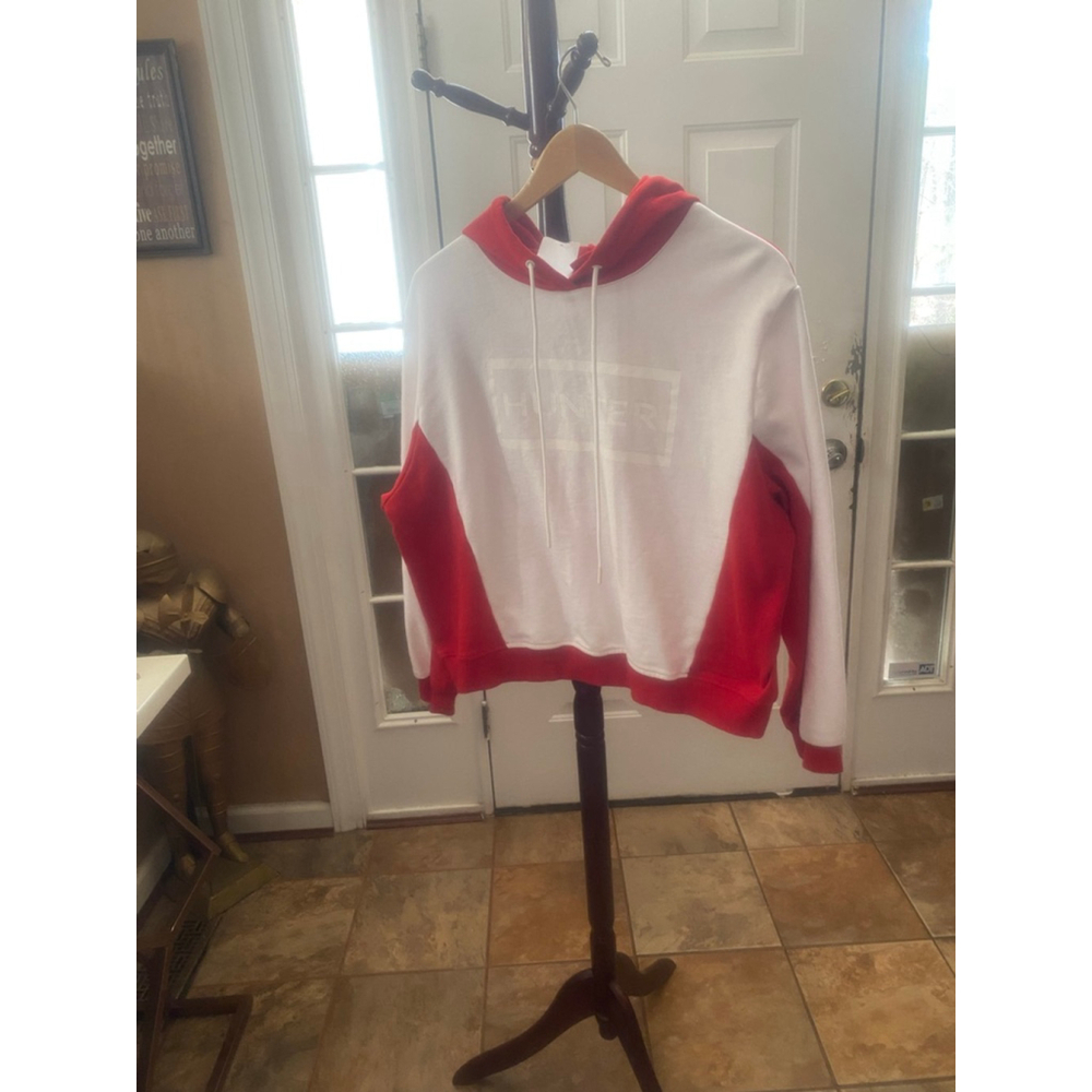 Women's Hunter Red & White Colorblock Hoodie 1X